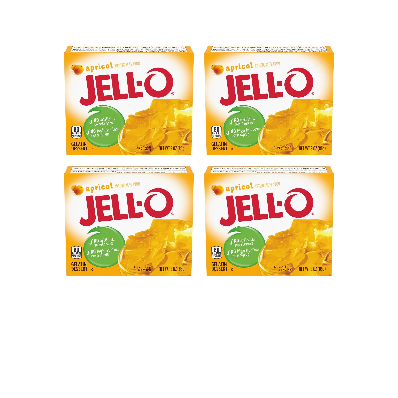 Product image of Jell-O Apricot Gelatin Dessert Boxes 3 oz 3 oz Pack of 4